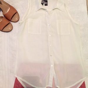 Sheer button down top