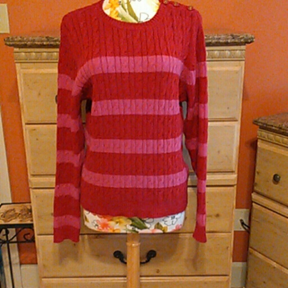 A Charter Club Red and Pink Long Sleeve Sweater - Picture 1 of 4