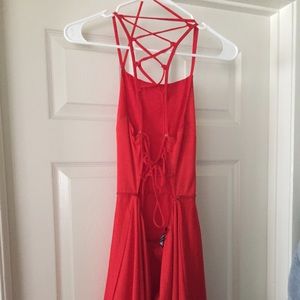 Red Lulus strapped back dress