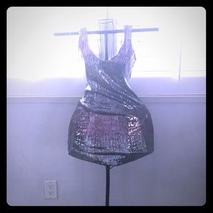 Pink Silver Ombre Sequin Bodycon Dress