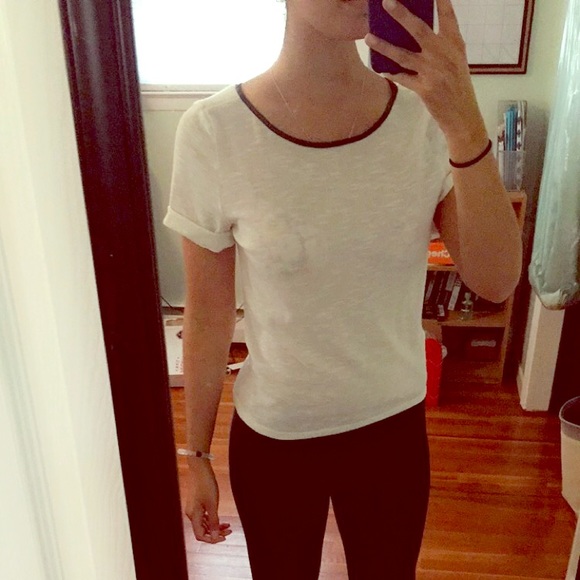 White Blouse with Black Trim - Picture 1 of 3