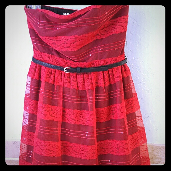 Red lace dress