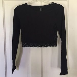 Black long sleeves crop top from F21