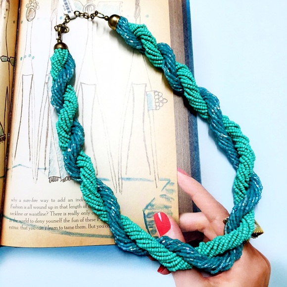 Mint Braided Beads necklace - Picture 1 of 2