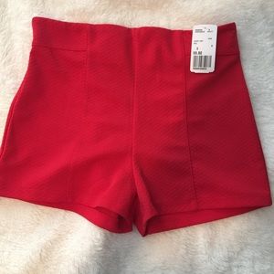 Red high rise shorts