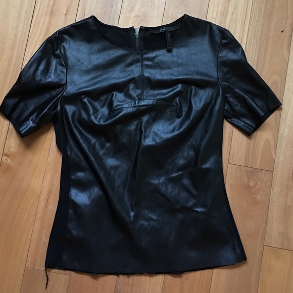 Black leather looking BCBG top
