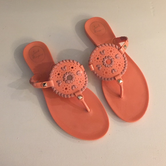 JELLY JACK ROGER SANDALS | size 8 | salmon & pink
