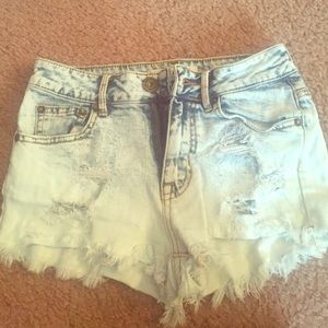 High rise denim shorts