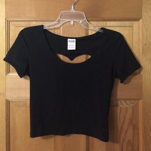Crop top tee with heart cut out back
