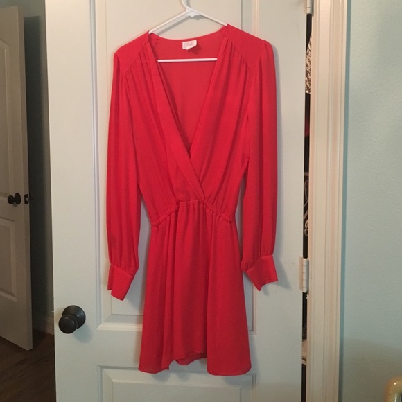 Parker red long sleeve mini dress
