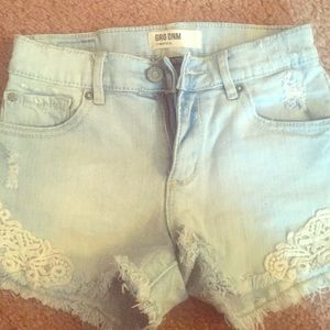 High rise denim shorts