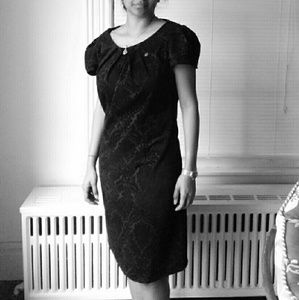 Black velvet jacquard dress