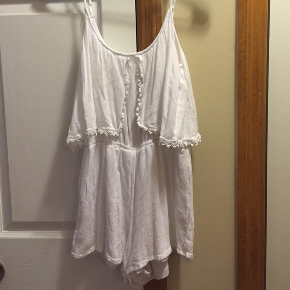 White open back romper