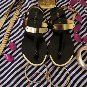 $$ SALE $$ Gold trim sandals by REPORT 7.5