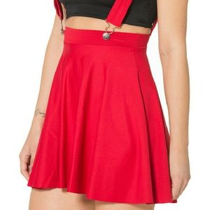 Red Matte Pinafore Pocket Skater Skirt