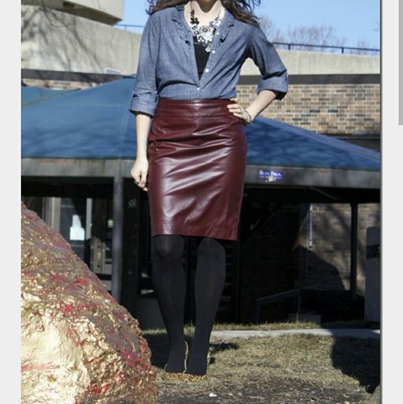 The Limited Dresses & Skirts - Faux leather burgundy skirt