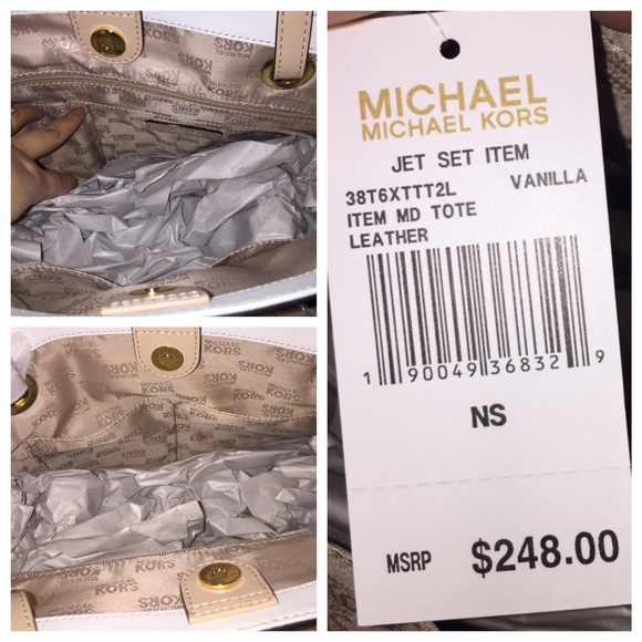 🆕⬇️Michael Kors Medium Tote, Leather Vanilla $248 - Picture 3 of 4