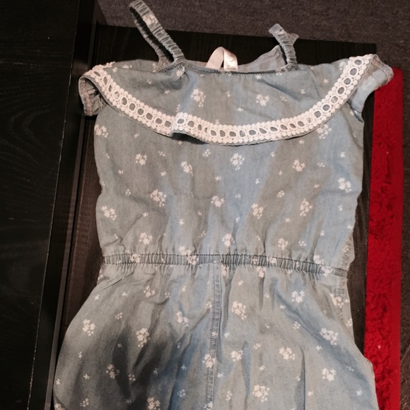 Cute Cherokee drawstring waist denim floral romper - Picture 2 of 2