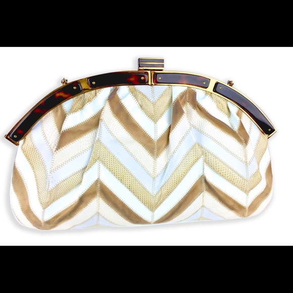 Vintage Judith Lieber Chevron Bag Gold Chain Strap - Picture 2 of 4