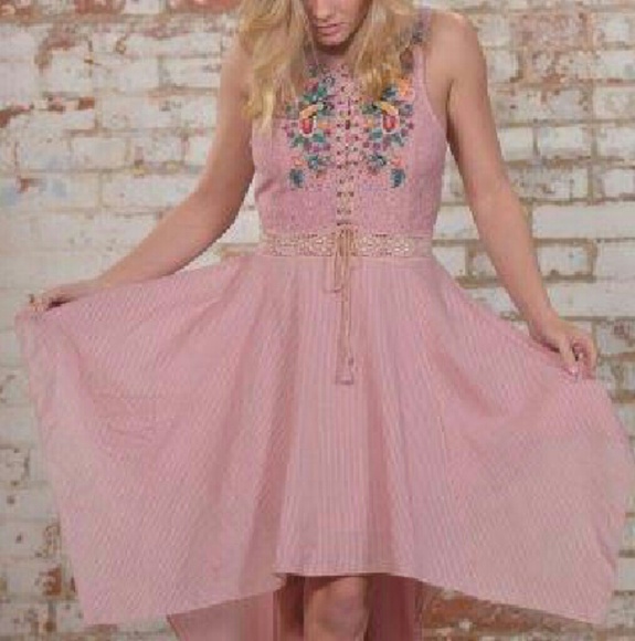 Boho embroidered hankerchief dress