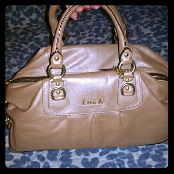 Coach Ashley Bone Metallic Sachel Purse