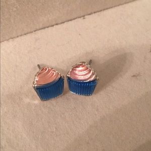 Pink and blue cupcake earrings