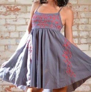 Boho embroidered dress with crossed straps