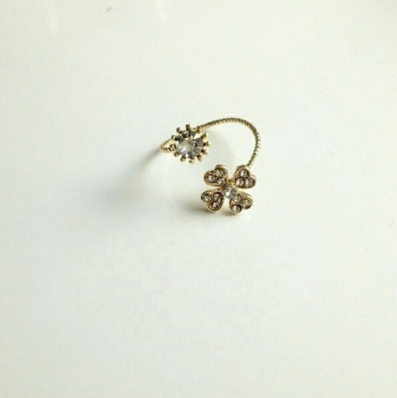 Four leaf Clover adjustable midi ring - Picture 2 of 4