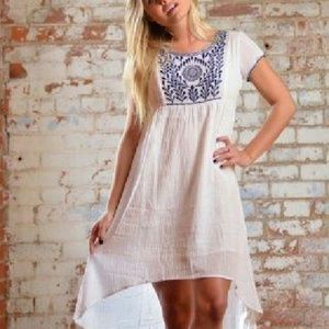 Cotton embroidered boho high low dress