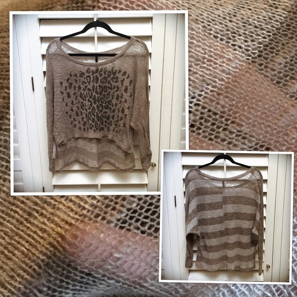 High Low Dolman Sleeve Top w Smoky Rhinestones - Picture 4 of 4