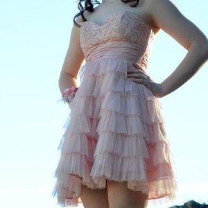 Strapless pink above the knee dress