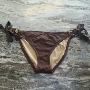 Brown tie side with hardware bikini bottoms