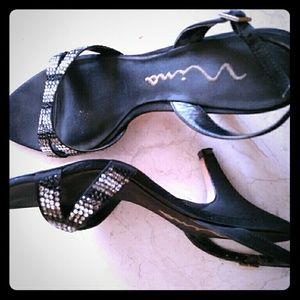 Nina 1 inch strappy heel with rhinestone details