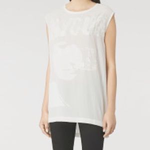 All Saints Nico white silk top