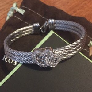 Ross Simons Sterling Silver Diamond Heart Bracelet