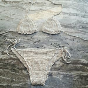 White crochet bikini set