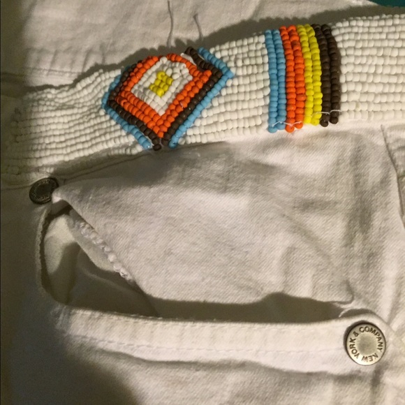 White Capris with beaded waist