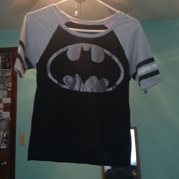 Silver glitter Batman crop top
