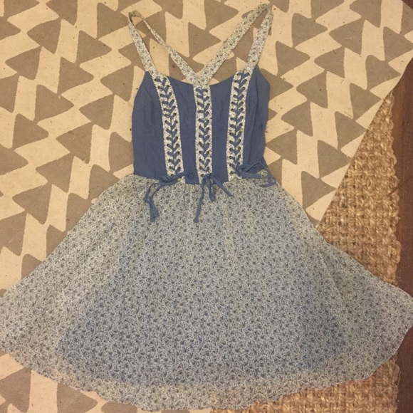 Blue floral skater style dress