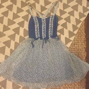 Blue floral skater style dress