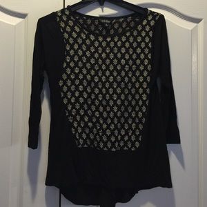 Lucky Brand black and patterned 3/4 sleeve shirt
