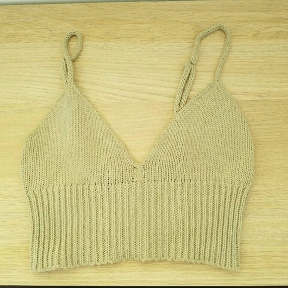 Beige Crochet Crop Top