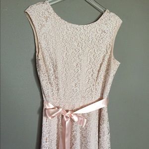 Tahari dress - lace fit and flare, peach in color