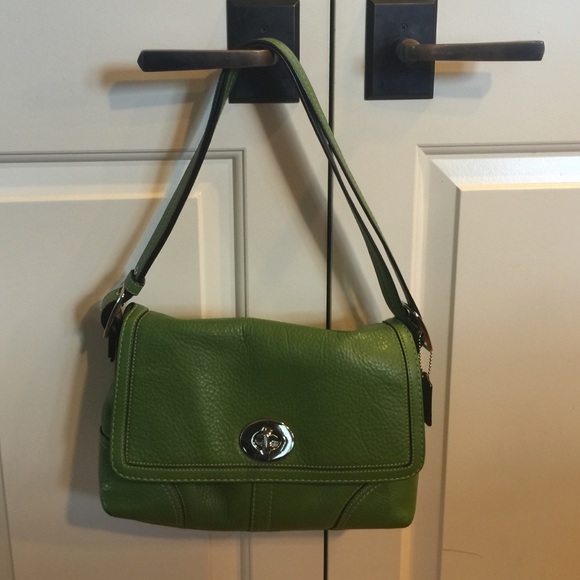 Coach green leather handbag