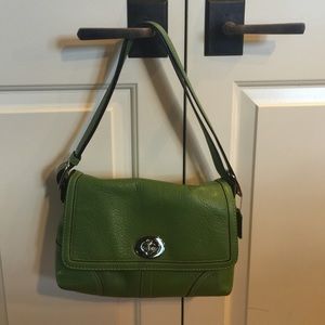 Coach green leather handbag