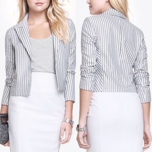 Express Navy White 20in Striped Zip Pocket Blazer