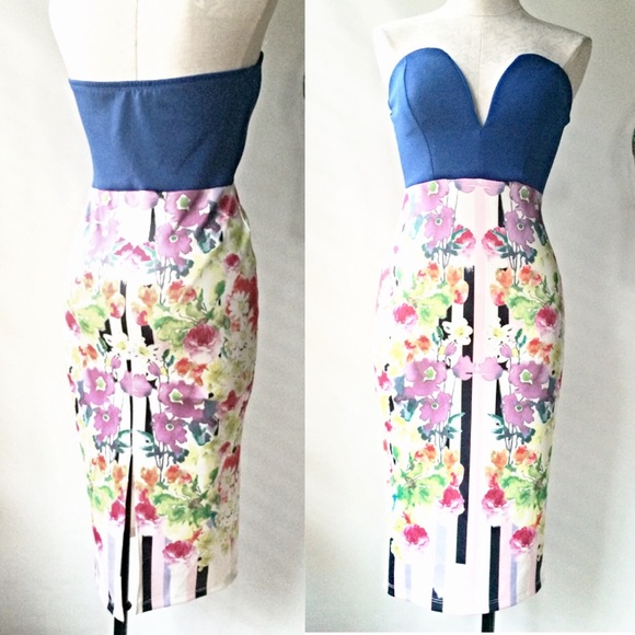 🇺🇸Sale Pretty floral & stripe dress - Picture 3 of 3