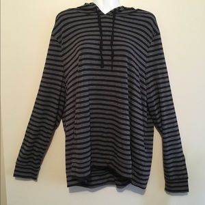 Women's Black and Grey Stripped Hoodie