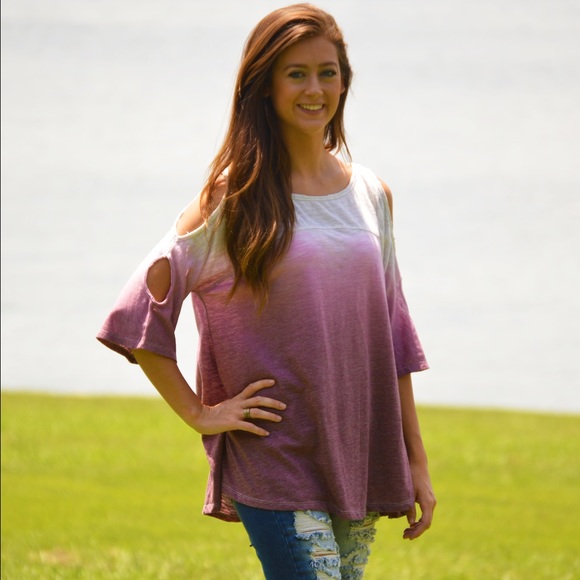 🚨ONE LEFT🚨🍷I need Wine Cold Shoulder Top - Picture 3 of 4