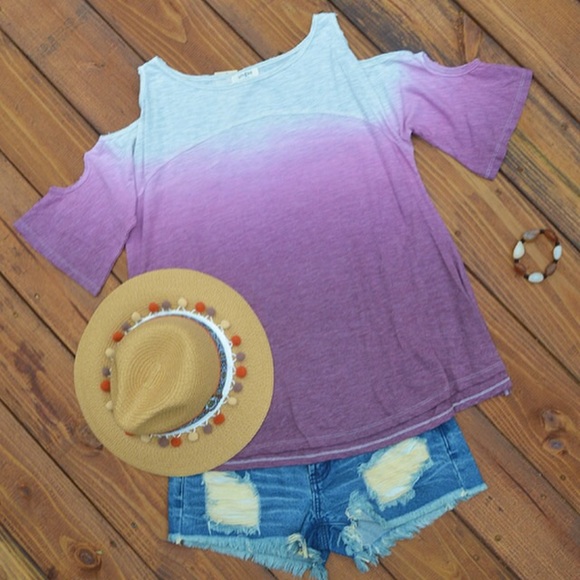 🚨ONE LEFT🚨🍷I need Wine Cold Shoulder Top - Picture 4 of 4